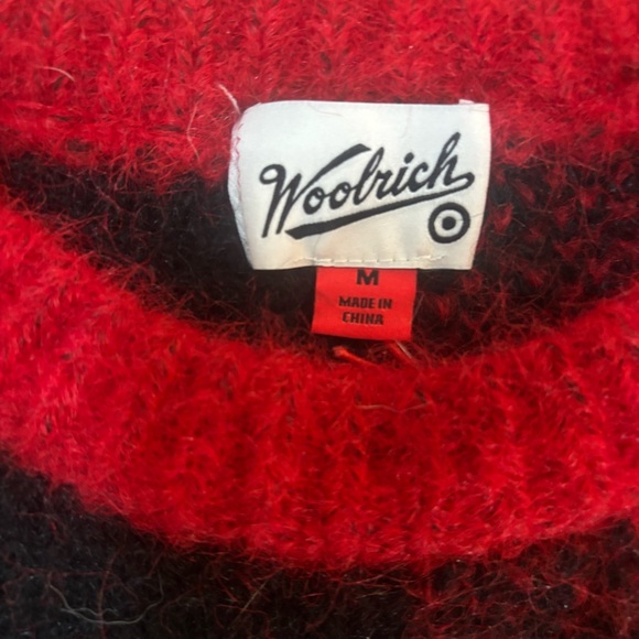 NWT Woolrich x Target Adult Buffalo Plaid Fuzzy Sweater Red Black Sz M (W L/XL) - Picture 2 of 11